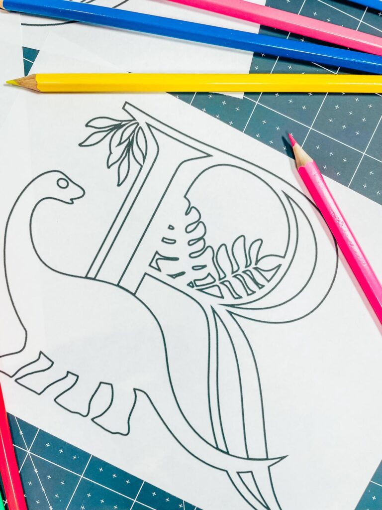 Dinosaur themed Colouring Alphabet And Numbers