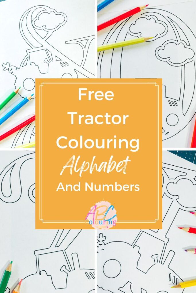 Free ABCD printable tractor colouring alphabet letters and number -2