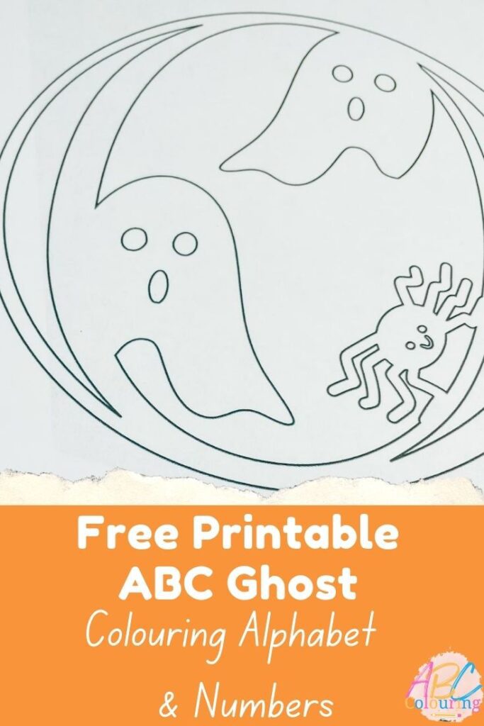 Free downloadable Ghost Colouring Pages Letters And Numbers for Halloween activities and home school 