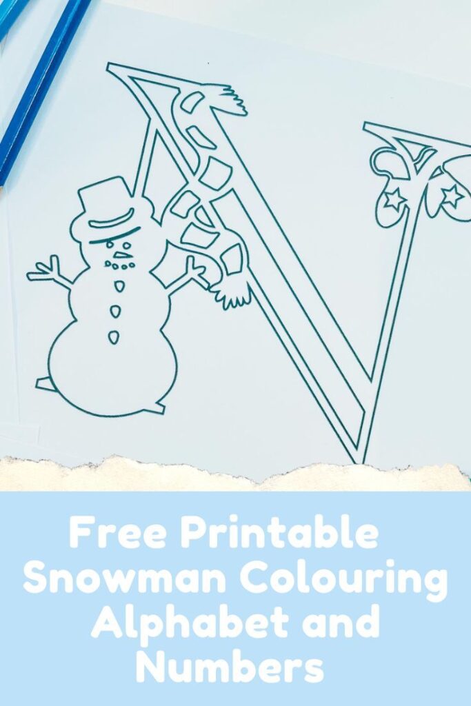 Free printable 
Snowman Colouring alphabet pages and numbers 