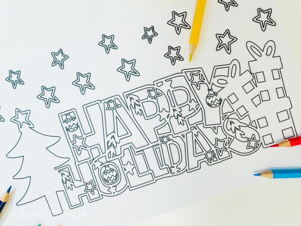Free Printable Happy Holidays Coloring page
