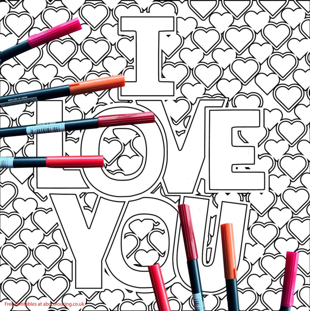 Free I Love You Adult Coloring Pages make valentines cards 