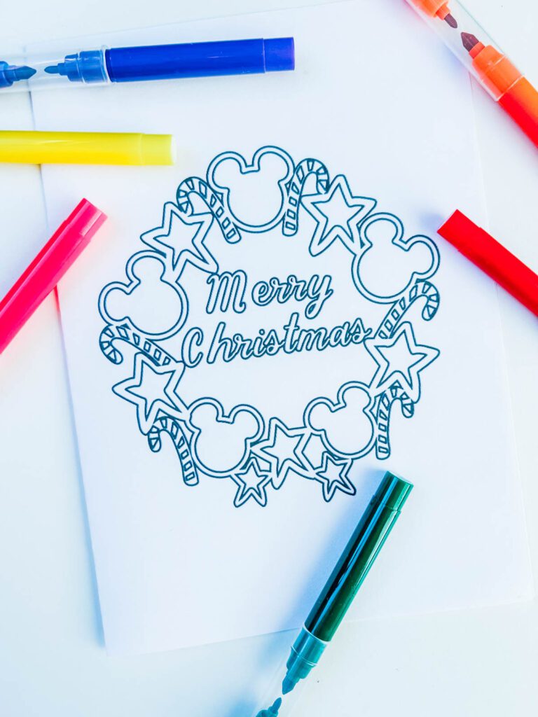 Free Printable Mickey Mouse Christmas Coloring Card