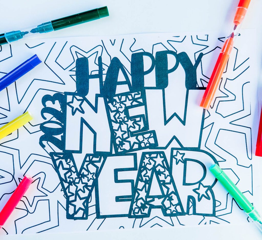 Free Happy New Year Coloring Pages 2023 To colour in
