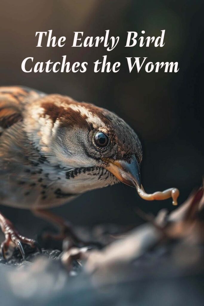 The early bird catches the worm Photo Credit: Donna Vallance created in Mid journey